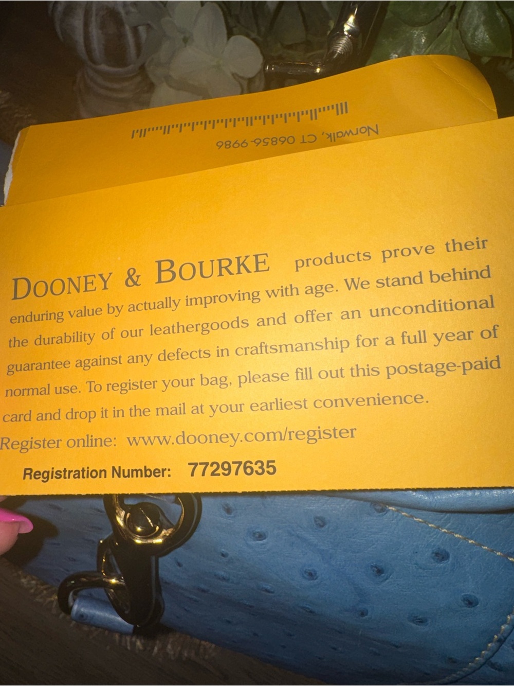 NWOT Dooney & Bourke Blue Ostrich Embossed Shoulder Bag Stunning Blue ORG $498 - Picture 6 of 8
